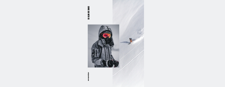 profesor de freeride por una montaña nevada