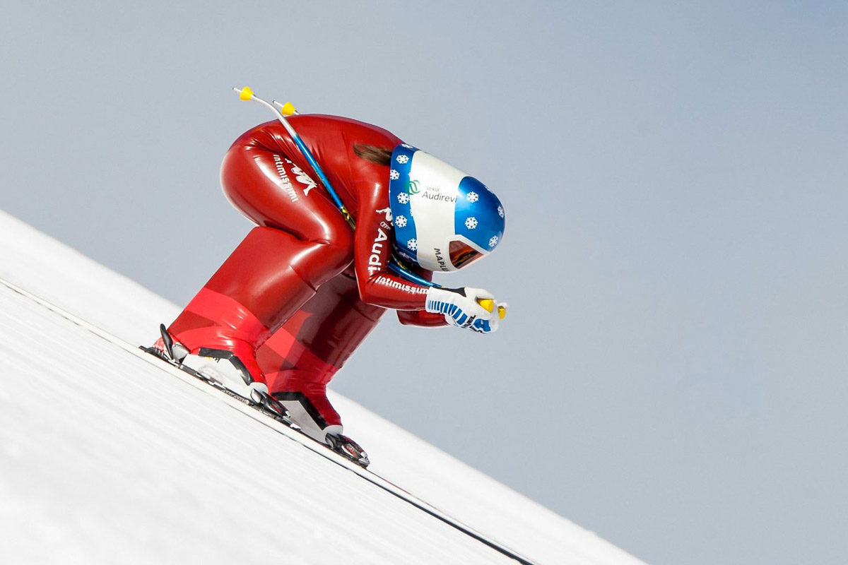 Valentina Greggio durante una prueba de Kilómetro Lanzado o Speed Skiing